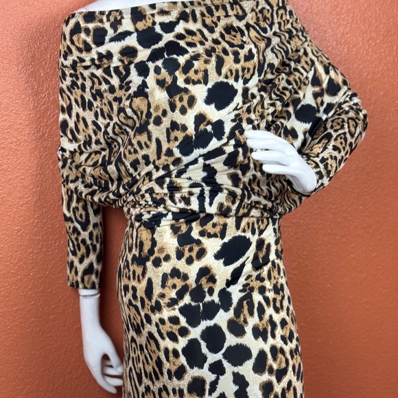Va Va Voom leopard animal print LONG maxi dress Size Medium Large. E92 - Picture 4 of 16